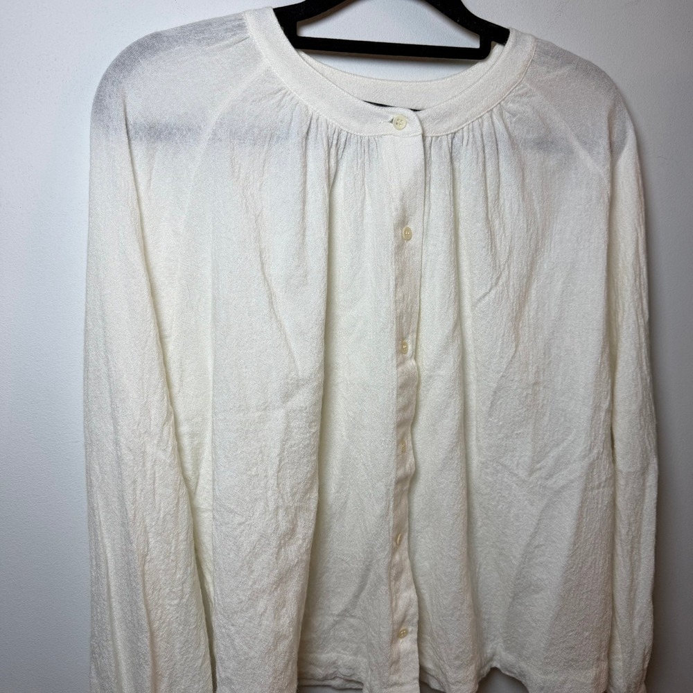 Jenni Kayne Willow Blouse Small Ivory White Wool Blend Gauze Minimal Lagenlook - Picture 9 of 12